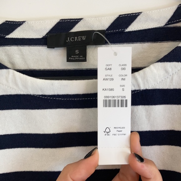 NWT J.Crew Mariner cloth puff-sleeve top in stripe - Picture 9 of 10